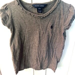 Ralph Lauren Heather Gray Tee with Purple Logo